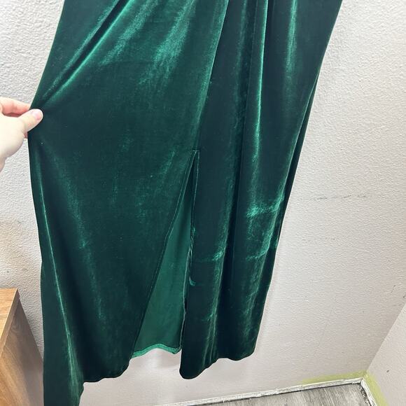 Tobi Velvet Green Y2K long slit maxi Prom dress Whimsigoth Fairy Witchy Gown M - Picture 4 of 7
